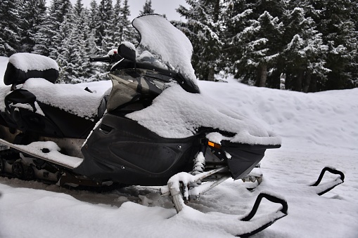 Snowmobile in winter
