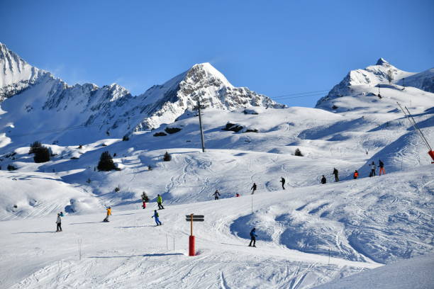 istock Courchevel ski resort slopes by winter 2018671050