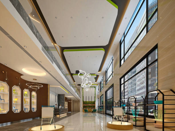 istock 3d render of luxury hotel reception hall and lobby 2018689133