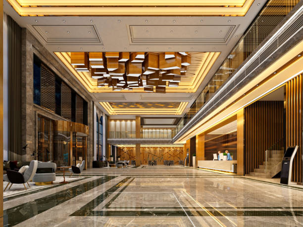 istock 3d render of luxury hotel reception hall and lobby 2018689136