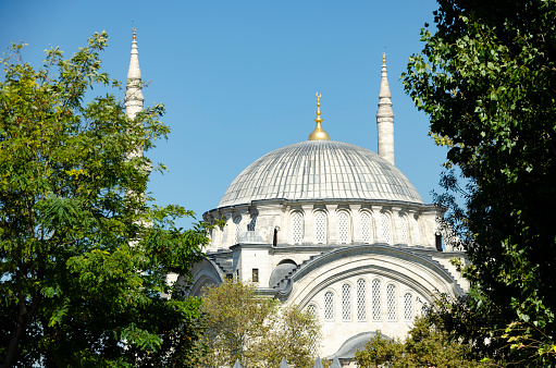 An image of the Blue Mosque in Istanbul, capturing its architectural grandeur. This iconic landmark, with its majestic domes and minarets, stands as a testament to the rich history and cultural significance of this ancient city.