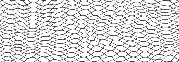 Print Illustration of a black fishing or football net.Checkered wavy background in doodle style. how to draw a volleyball net drawing stock illustrations