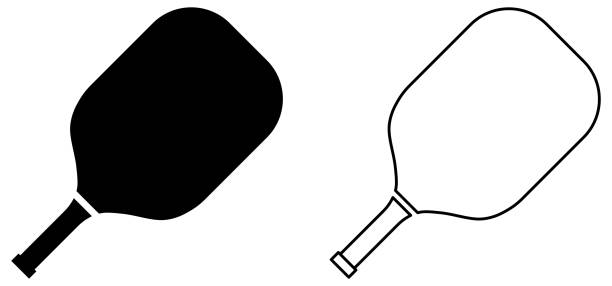 ilustrações, clipart, desenhos animados e ícones de conjunto de raquete pickleball em estilo de arte plana e de linha - tennis court indoors net