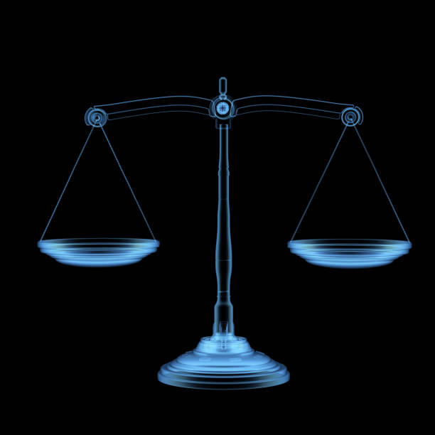 3d rendering white law scale with modern design isolated on white