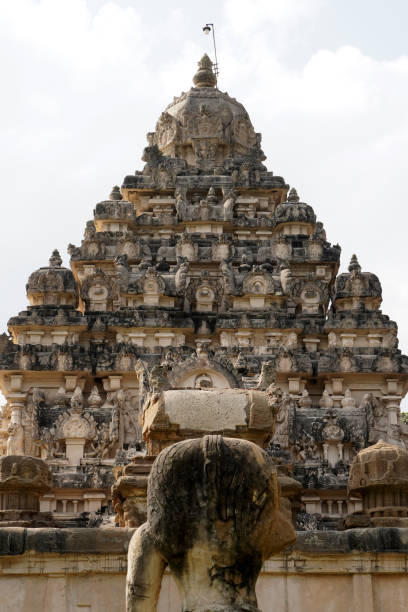 istock Hindu Temple tower with Lord Shiva statue in front. 2018854843