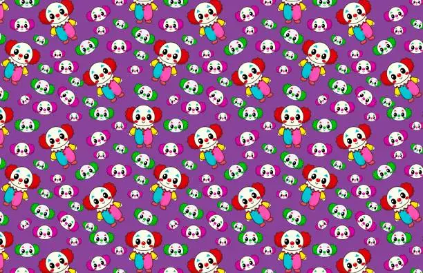 Vector illustration of Cute clown vector illustration, background, for fabrics, and backgrounds