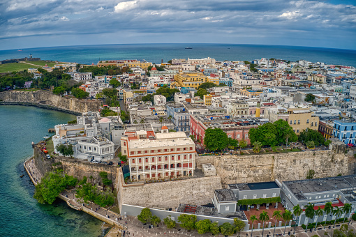 Aerial View of Old San Juan and its many Colorful Buildings