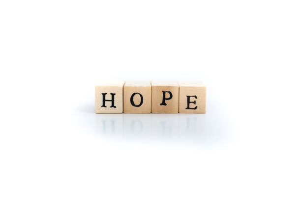 HOPE: Written in Wood Block Letters, White Background