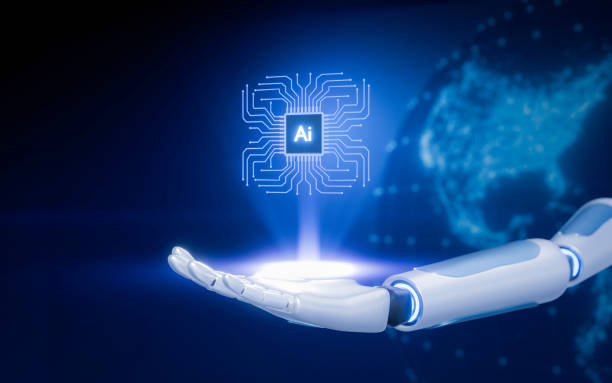 istock The robot arm has the letters AI or Artificial Intelligence placed on the circuit board or Mother Board to communicate about future technology. The ring of light spreads out into waves. 3D Rendering 2019059473
