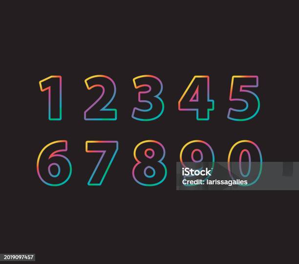 Gradient Number 0 Number Zero To Nine Gradient Rainbow Stock Illustration - Download ...