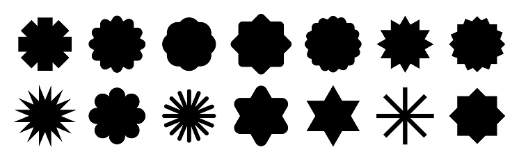 set of black star shape element