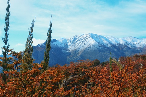 Mountain's view from Refugio Frey Trail in Patagonia, Argentina in Autumn