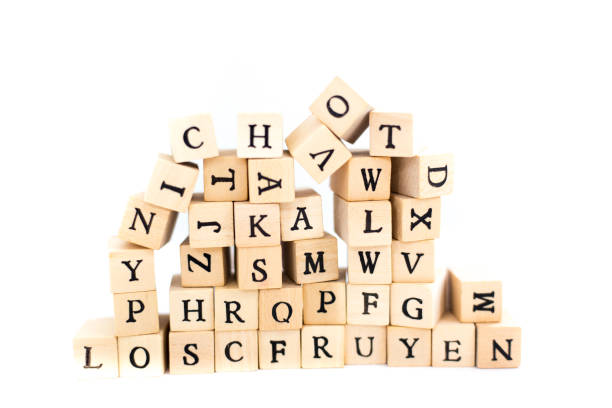 istock Jumbled Wood Block Letters Alphabet, White Background 2019203512