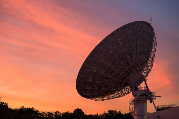 istock Big Satellite Dish or radio telescope at dusk with twilight sky 2019367336