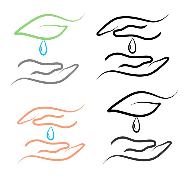 Water Conservation Hand 130+ Water Conservation Water Drop Human Hand Stock Illustrations ...