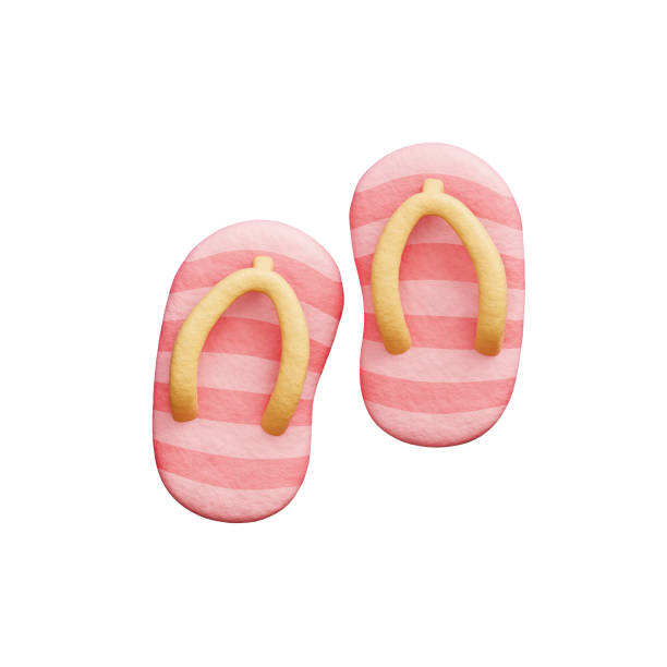 3D Flip flops, Summer beach element, Holiday vacation.