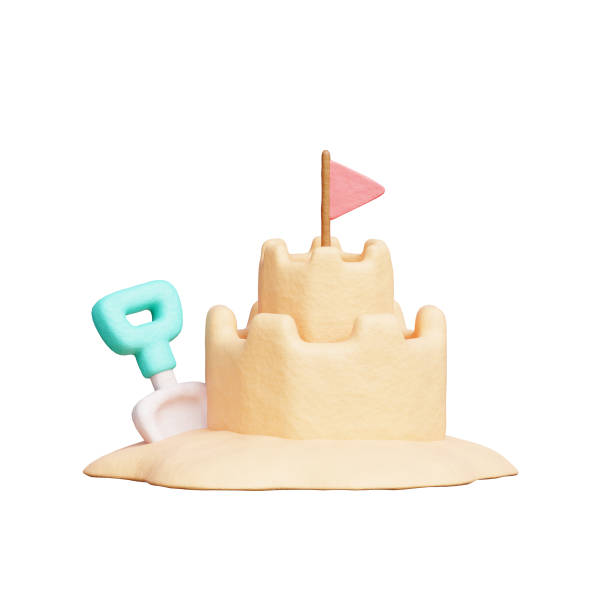 istock 3D Sand castle, Summer beach element, Holiday vacation. 2019414728