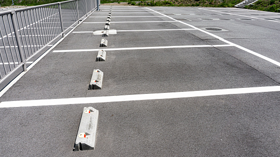 Scenery of a well-maintained parking lot