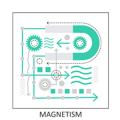Physics magnetism movement. Genetics biochemistry science research vector illustration