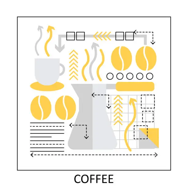 Vector illustration of Coffee preparing pot