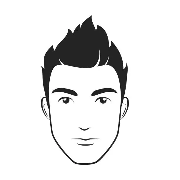 Vector illustration of Young male head barbershop