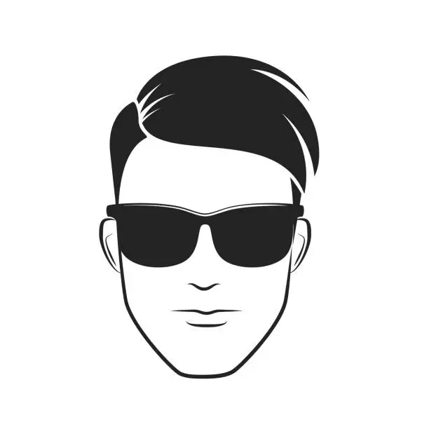 Vector illustration of Cool stylish male head barbershop logo
