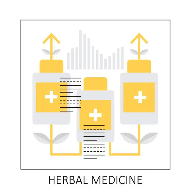 Vector illustration of Traditional herbal medicine