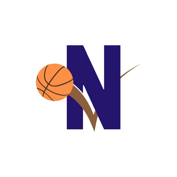 ikona koszykówki z literą n. - n train stock illustrations