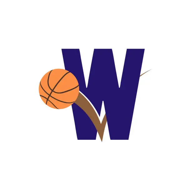 Vector illustration of Letter W basketball icon.