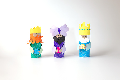 DIY Three wise men toilet roll tube craft, recycling paper concept, activity for kids, children's workshops