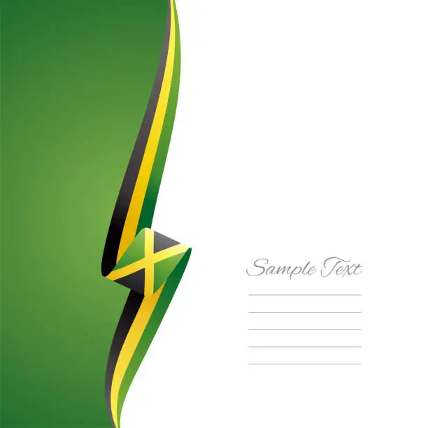 Vector illustration of Jamaica flag ribbon left side brochure cover vector