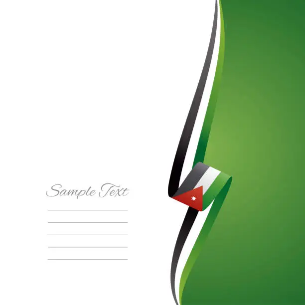 Vector illustration of Jordan flag ribbon right side brochure cover vector