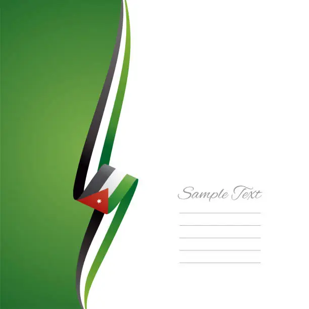 Vector illustration of Jordan flag ribbon left side brochure cover vector