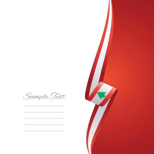 Vector illustration of Lebanon flag ribbon right side brochure cover vector