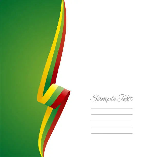 Vector illustration of Lithuania flag ribbon left side brochure cover vector