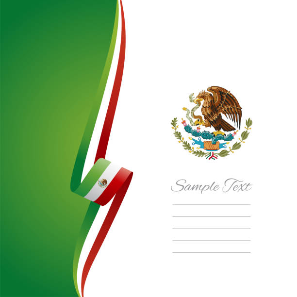 mexiko flagge band linke seite broschüre cover vektor - mexico flag three dimensional shape illustration and painting stock-grafiken, -clipart, -cartoons und -symbole