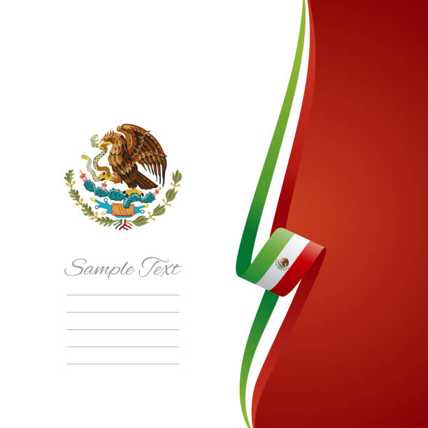 mexiko flagge band rechte seite broschüre cover vektor - mexico flag three dimensional shape illustration and painting stock-grafiken, -clipart, -cartoons und -symbole