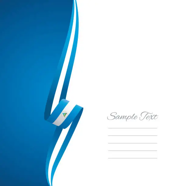 Vector illustration of Nicaragua flag ribbon left side brochure cover vector
