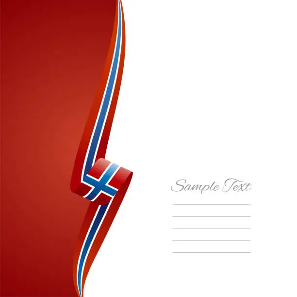 Vector illustration of Norway flag ribbon left side brochure cover vector