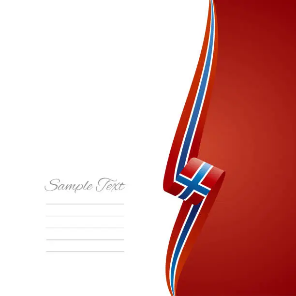 Vector illustration of Norway flag ribbon right side brochure cover vector