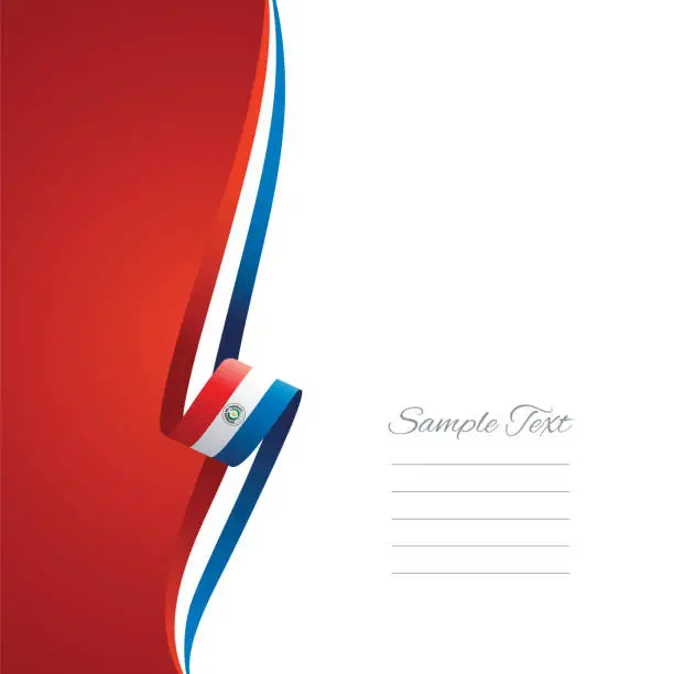 Vector illustration of Paraguay flag ribbon left side brochure cover vector