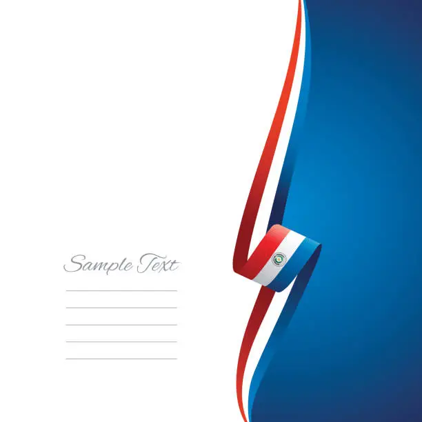 Vector illustration of Paraguay flag ribbon right side brochure cover vector