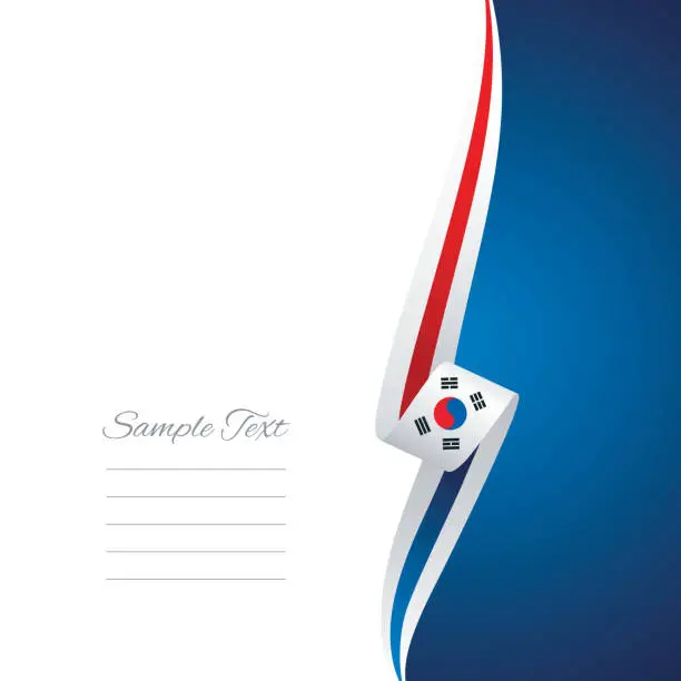 Vector illustration of South Korea flag ribbon right side brochure cover vector