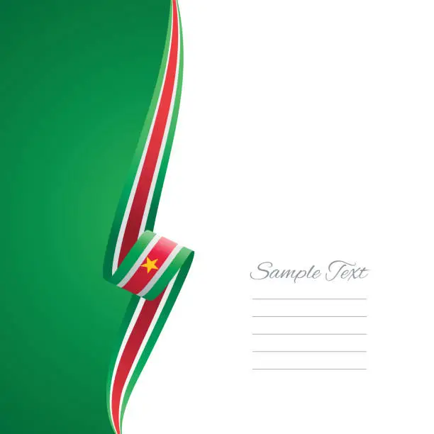 Vector illustration of Suriname flag ribbon left side brochure cover vector