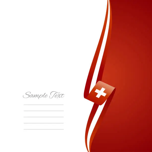Vector illustration of Switzerland flag ribbon right side brochure cover vector