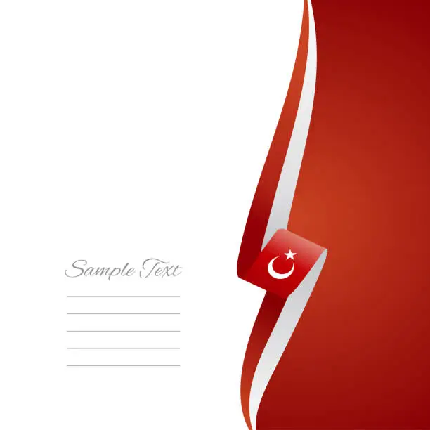 Vector illustration of Türkiye flag ribbon right side brochure cover vector