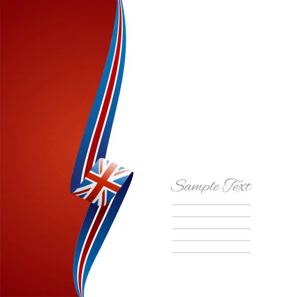 Vector illustration of UK flag ribbon left side brochure cover vector