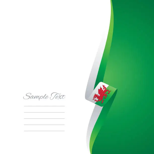 Vector illustration of Wales flag ribbon right side brochure cover vector