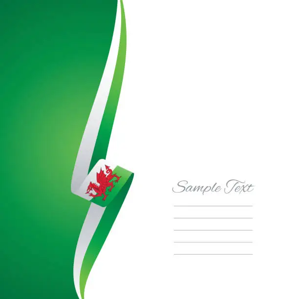 Vector illustration of Wales flag ribbon left side brochure cover vector