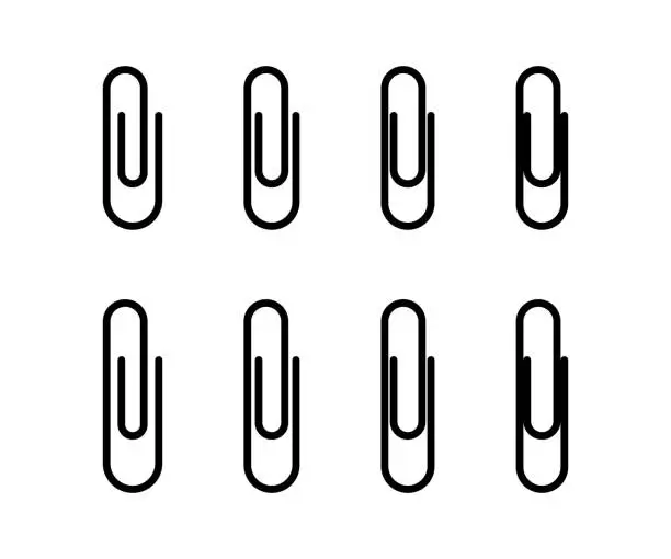 Vector illustration of Paper clip icons with editable stroke